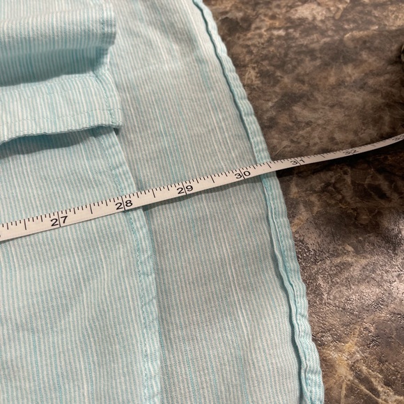 IZOD Saltwater Men's M Blue Striped Short Sleeve Button-Up Shirt Casual - Picture 5 of 6